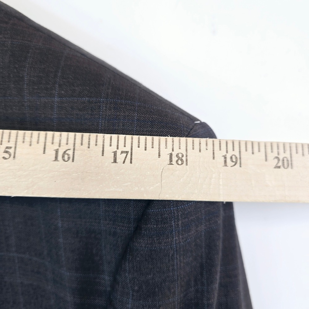 Calvin Klein Wool Blazer Men's 42R Windowpane Pattern Two Button Style Dark Grey - Picture 8 of 15